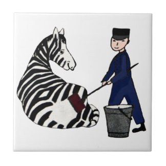 French Zookeeper Zebra Funny Stripes Vintage Ceramic Tile