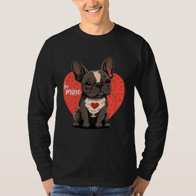 Frenchbulldog with Heartdecoration  Valentinesday T-Shirt (Front)