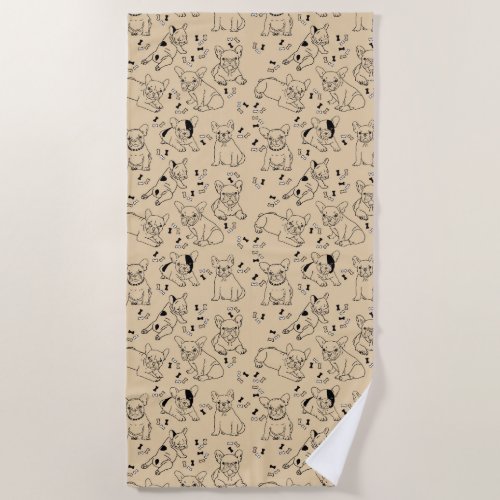 Frenchie and Bones Beach Towel