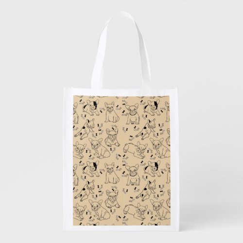 Frenchie and Bones Grocery Bag