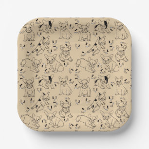 Frenchie and Bones Paper Plates