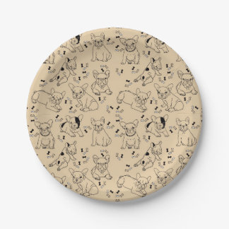 Frenchie and Bones Paper Plates
