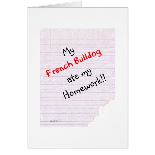 Frenchie Ate My Homework Cards (Front)