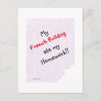 Frenchie Ate My Homework Postcard