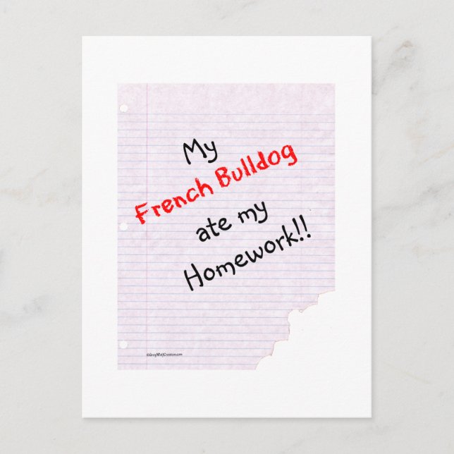 Frenchie Ate My Homework Postcard (Front)