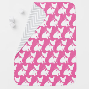 Frenchie Baby Shower French Bulldog Pink Blanket