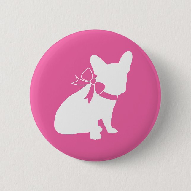 Frenchie Baby Shower French Bulldog Pink Button (Front)