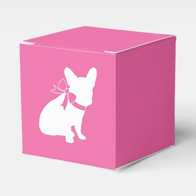 Frenchie Baby Shower French Bulldog Pink Favor Boxes (Front Side)