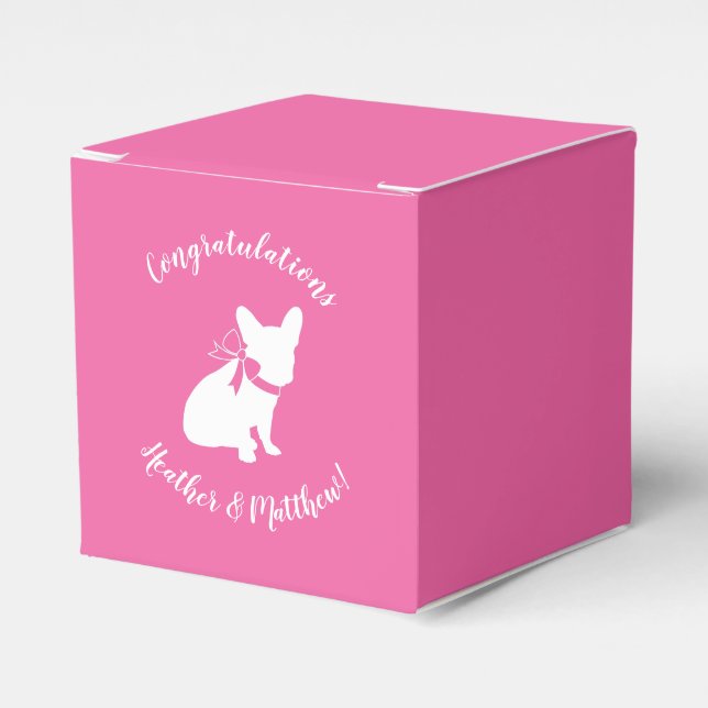 Frenchie Baby Shower French Bulldog Pink Favor Boxes (Front Side)