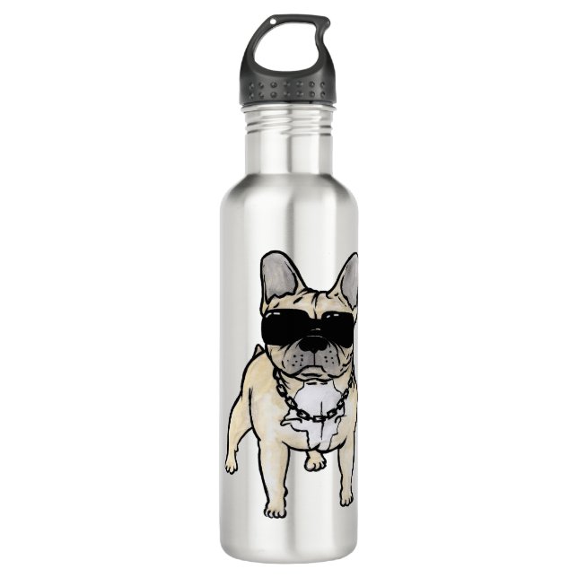 Frenchie - Bad to the bone Stainless Steel Water Bottle (Front)