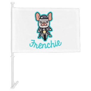 Frenchie Biker Motorcycle Dog Owner Frenchie Funny Car Flag