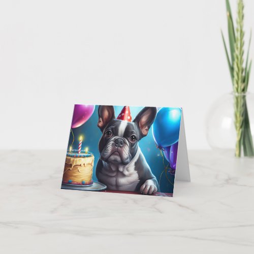 Frenchie Birthday Bash A Cute French Bulldog  Card