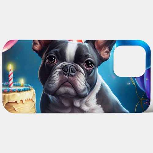 Frenchie Birthday Bash A Cute French Bulldog iPhone 13 Pro Max Case
