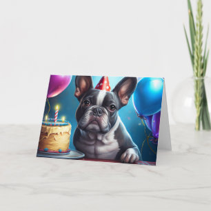 Frenchie Birthday Bash: A Cute French Bulldog Letterpress Thank You Card