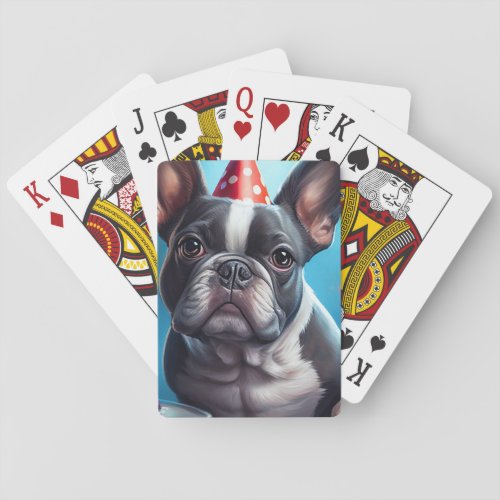 Frenchie Birthday Bash A Cute French Bulldog Poker Cards