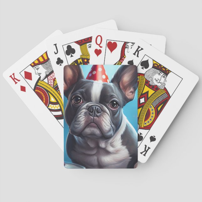 Frenchie Birthday Bash: A Cute French Bulldog Poker Cards (Back)