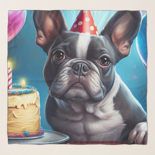 Frenchie Birthday Bash A Cute French Bulldog Scarf