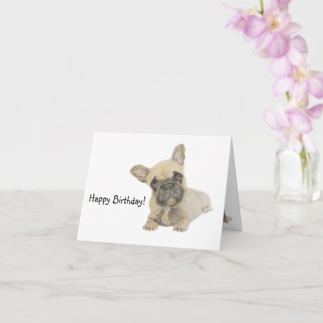 Frenchie Birthday  Card (Orchid)