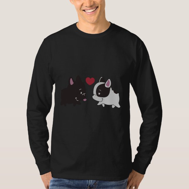 Frenchie Black And White Frenchie Family French Bu T-Shirt (Front)
