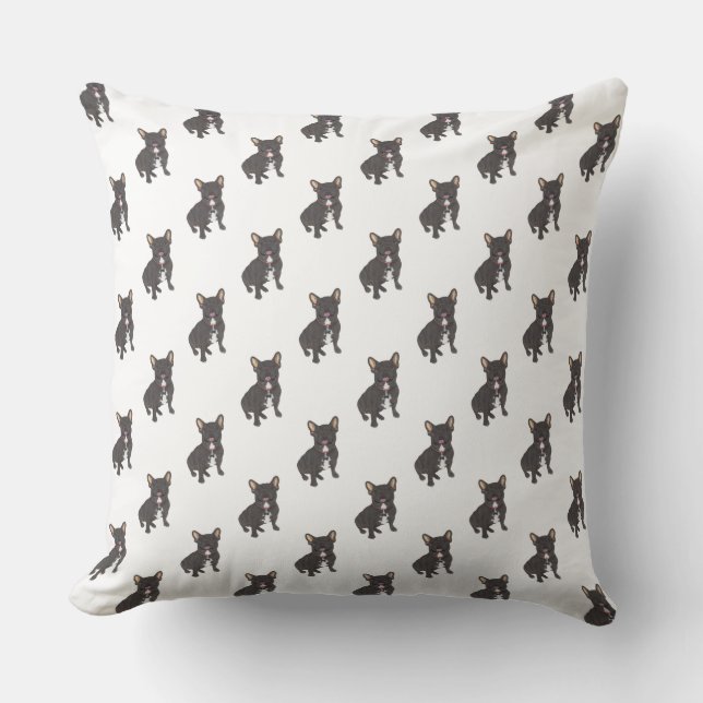 Frenchie (Black Brindle) Throw Pillow (Front)
