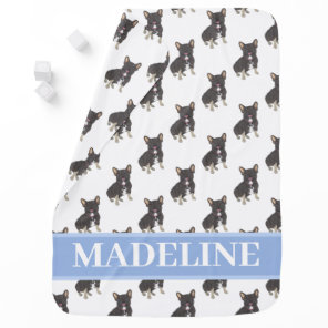 Frenchie (Black & Tan Tricolor) Baby Blanket Pink