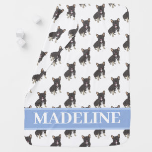 Frenchie (Black & Tan Tricolor) Baby Blanket Pink