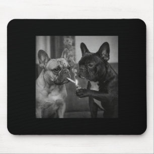 Frenchie Buddies Funny French Bulldog Smoking Mouse Pad