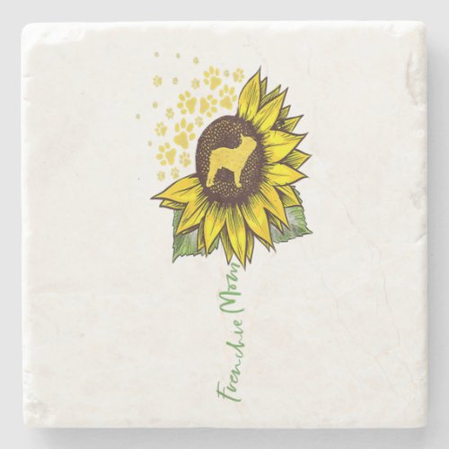 Frenchie Bulldog Sunflower Lover Gift Stone Coaster