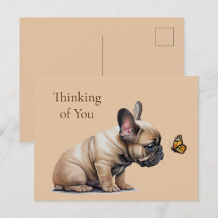 Frenchie & Butterfly Thinking of you Postcard