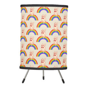 Frenchie celebrates Pride Month on LGBTQ rainbow Tripod Lamp