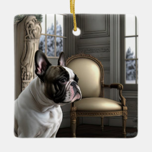 Frenchie Christmas Ceramic Ornament