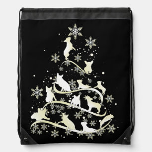 Frenchie Christmas Tree Snowflakes Frenchie Lover Drawstring Bag