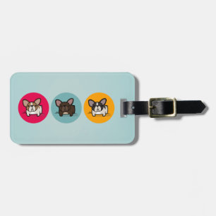 Frenchie Circles - Blue, Gold & Pink Luggage Tag