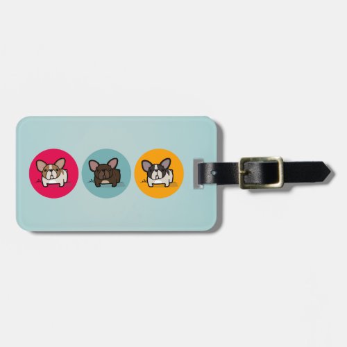 Frenchie Circles _ Blue Gold  Pink Luggage Tag