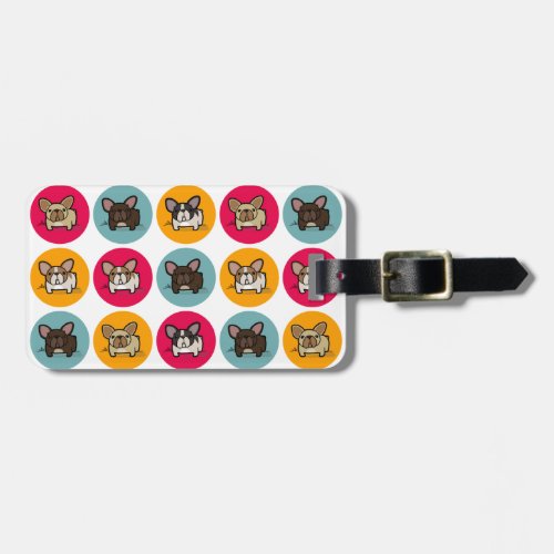 Frenchie Circles _ Blue Gold  Pink Luggage Tag