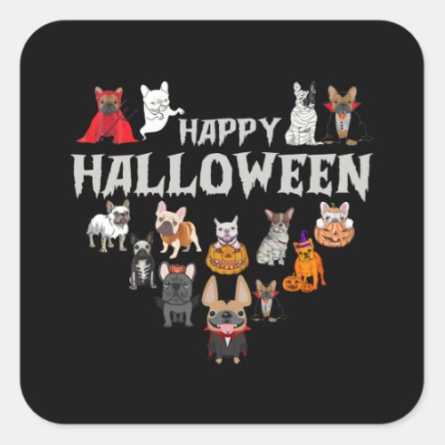 Frenchie Costume Happy Halloween French Bulldog Square Sticker