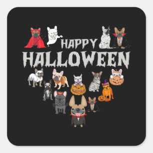 Frenchie Costume Happy Halloween French Bulldog Square Sticker
