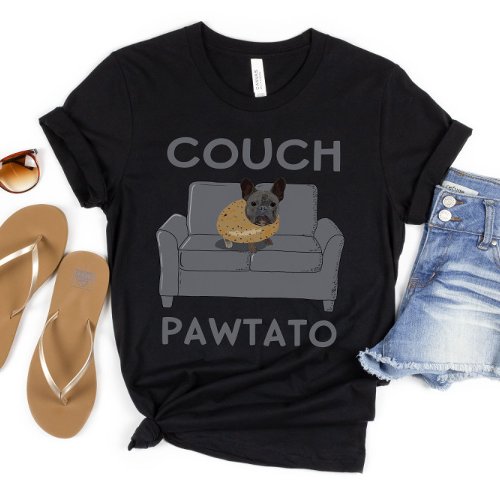 Frenchie Couch Pawtato Funny French Bulldog T_Shirt