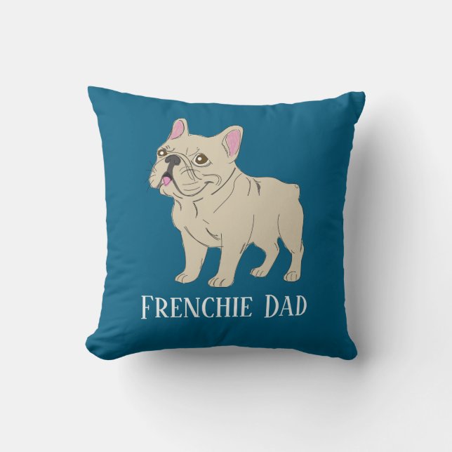 Frenchie Dad Throw Pillow (Front)
