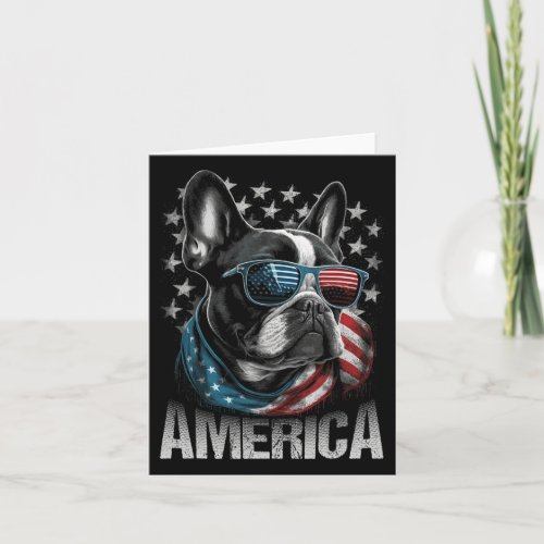 Frenchie Dog American Flag 4th Of July 1  Card