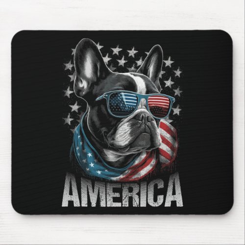 Frenchie Dog American Flag 4th Of July 1  Mouse Pad