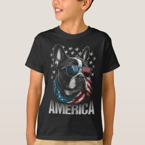 Frenchie Dog American Flag 4th Of July 1  T_Shirt