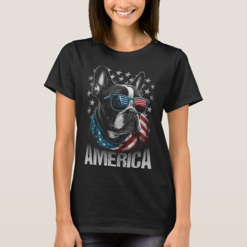 Frenchie Dog American Flag 4th Of July 1  T_Shirt