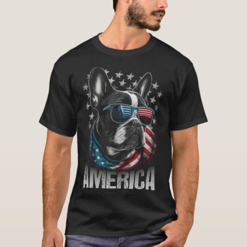 Frenchie Dog American Flag 4th Of July 1  T_Shirt