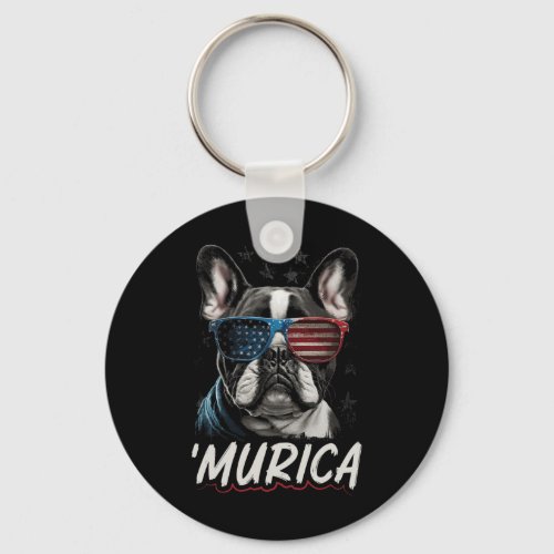 Frenchie Dog American Flag 4th Of July 2  Keychain