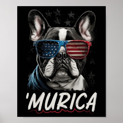 Frenchie Dog American Flag 4th Of July 2  Poster