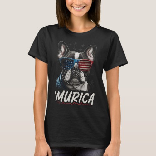 Frenchie Dog American Flag 4th Of July 2  T_Shirt