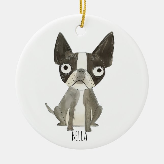 Frenchie Dog Ceramic Ornament (Front)