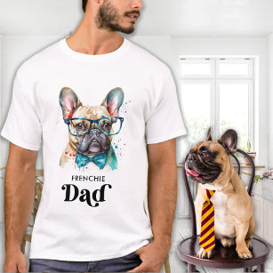 Frenchie Dog DAD Personalized Retro French Bulldog T-Shirt