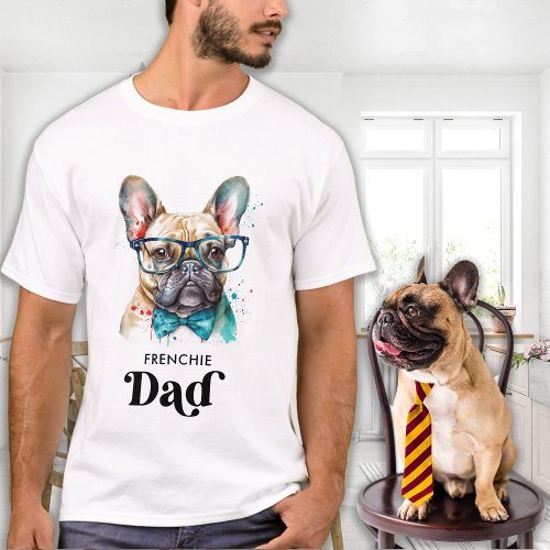 Frenchie Dog DAD Personalized Retro French Bulldog T_Shirt